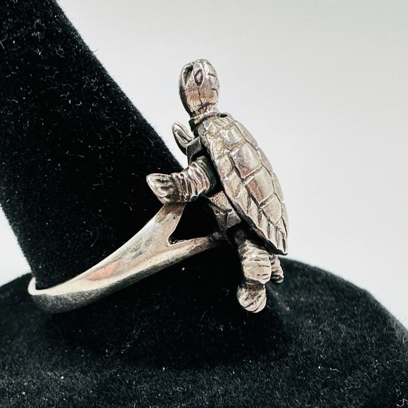 STERLING SILVER 925 Vintage Moveable Turtle Ring, Size 6.75 - Picture 3 of 13
